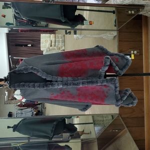 Butterfly Print Cape/Wrap with Rex Rabbit Fur